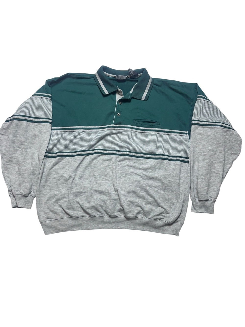 Vintage 90s Knightsbridge Polo Sweatshirt XL Green Gray Grandpacore